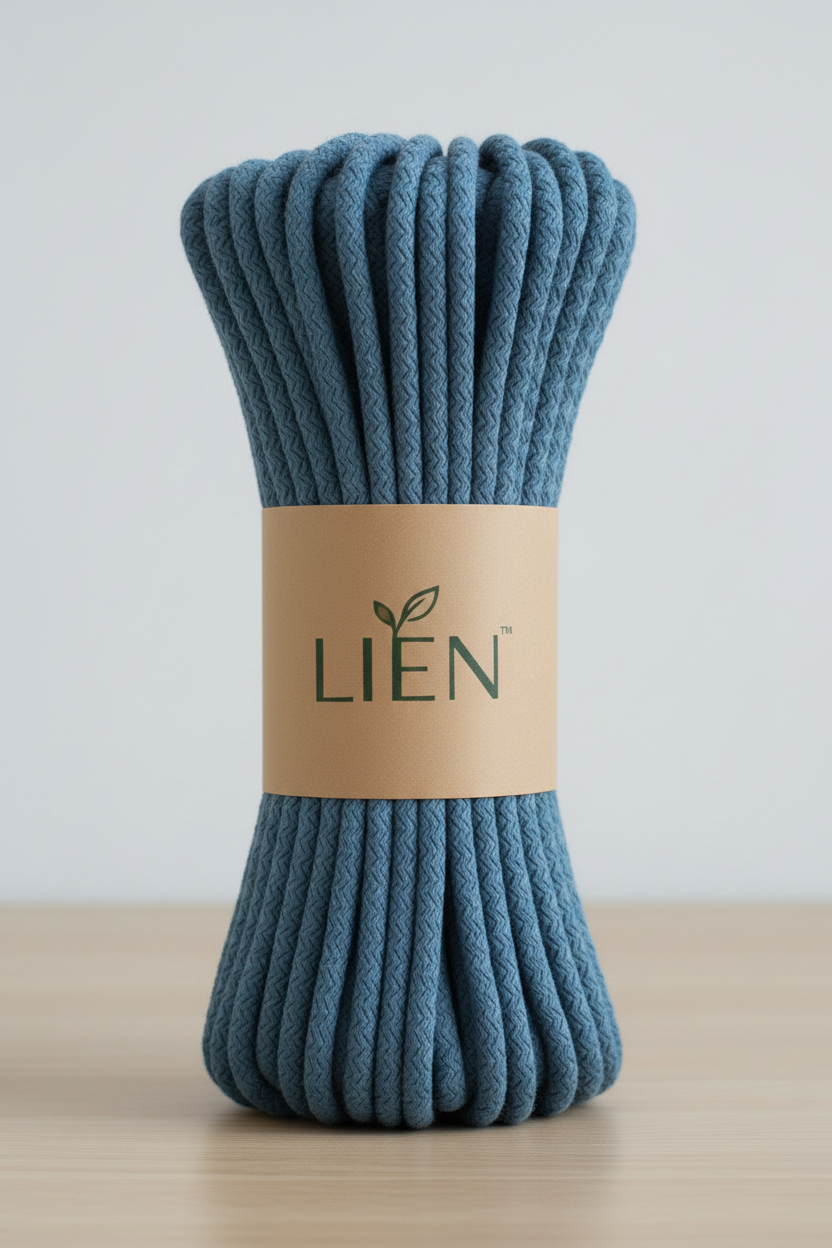 7mm 100% cotton braided cord in blue