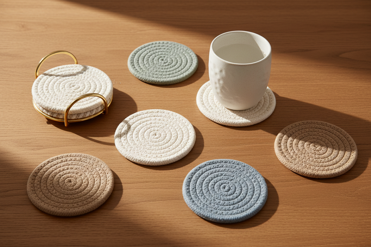 Colorful cotton rope coaster collection